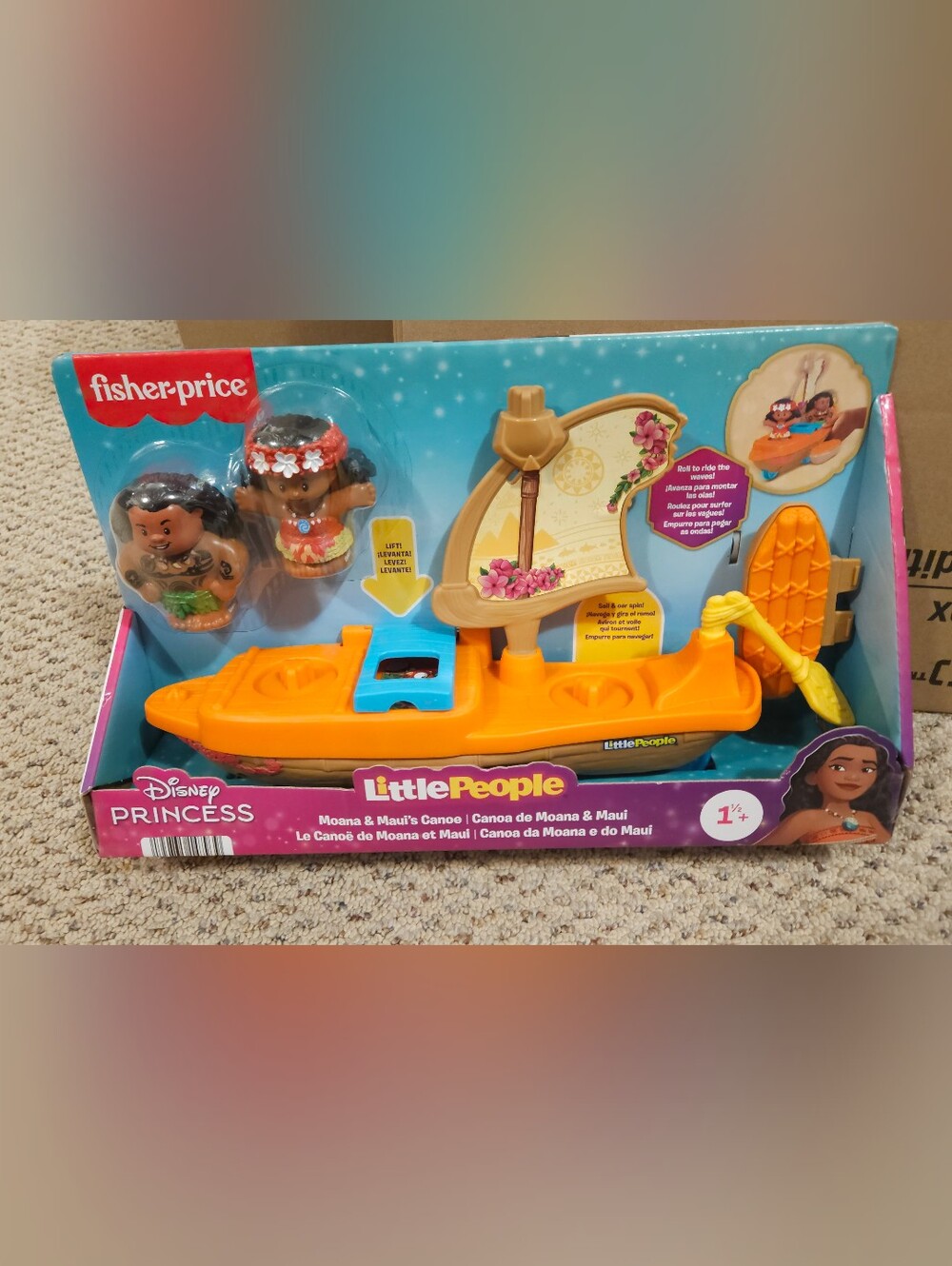 NEW! Fisher-Price Little People Moana & Maui's  Canoe and Figures!